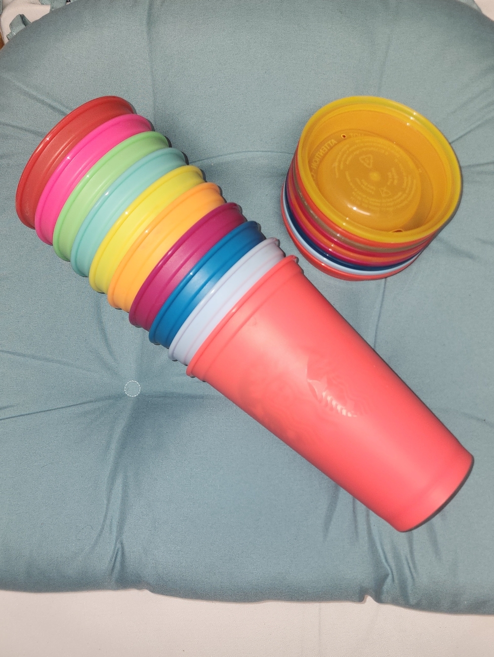 Starbucks Assorted Bright Plastic Cups - Multi Color Stack